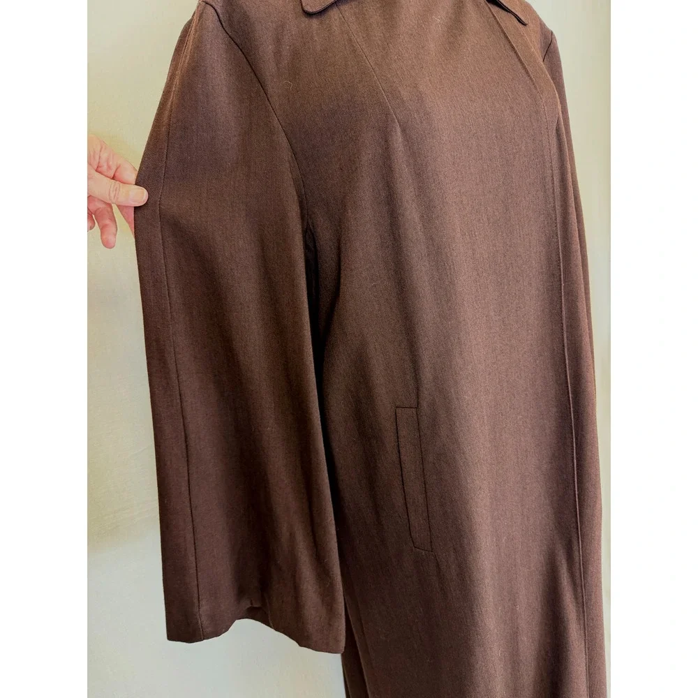 Vintage 8o's Guarantee Brown Long Wool Blend Coat LARGE #50213 Made USA - Picture 10 of 12